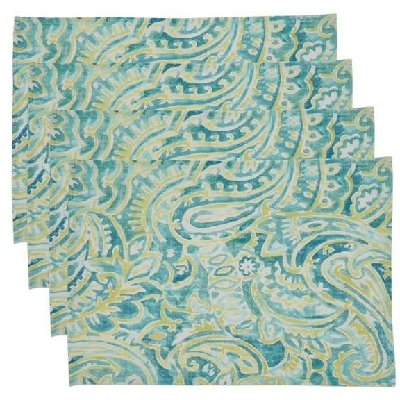 Fennco Styles Traditional Distressed Paisley Design 100% Linen Table Collection