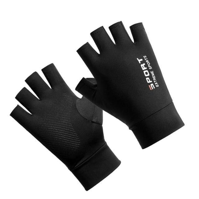 Guantes de seda de hielo de verano Pantalla táctil resistente al desgaste Protector solar antideslizante para correr medio negro Zulema Guantes de verano