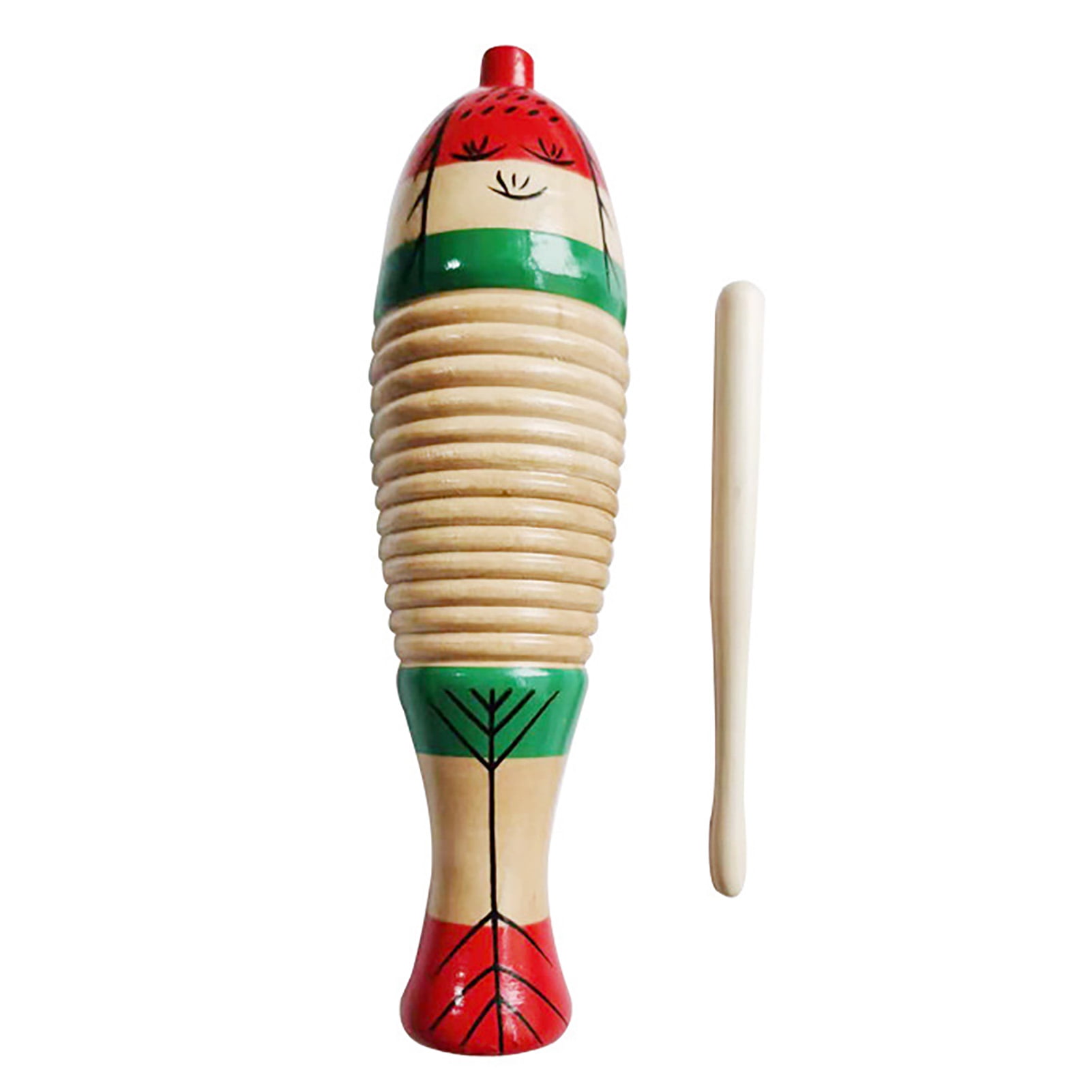 Guiro Instrument, Colorful Wooden Fish Shaped Guiro Percussion