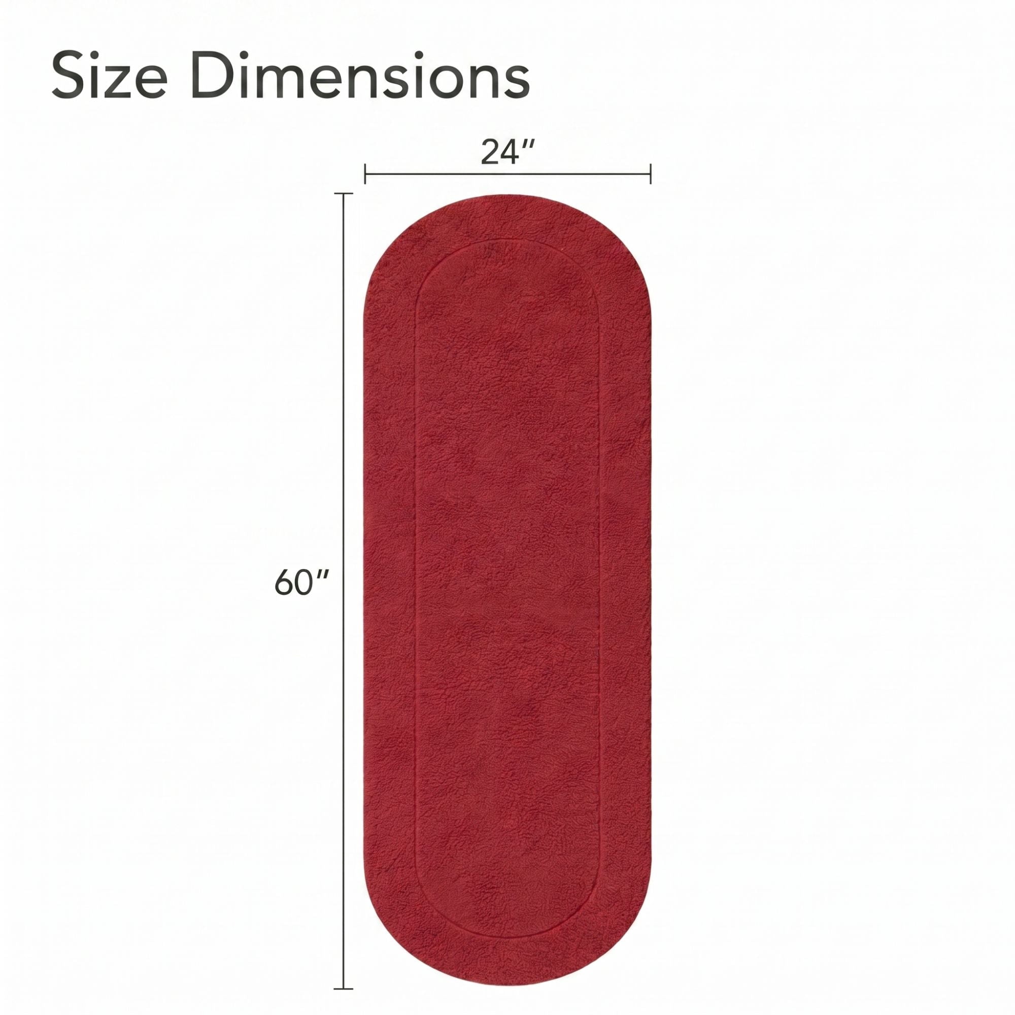 Superior Oval Bordered Cotton Washable Non-Slip Bath Rug, Runner Size, Burgundy