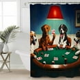 thumbnail image 5 of Abstract Animal Shower Curtain, 66" x 72", Dog In The Room Playing Poker Games Waterproof Bathroom Curtain Washable Shower Curtain Set with 12 Hooks, 5 of 6