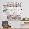 thumbnail image 4 of Kitchen Window Curtains Valance and Tier Set, Spring Farm Flowers Tulips Rod Pocket Tier Curtain Valance Set, Butterflies on Retro Wood Light Filtering Cafe Curtains for Bedroom Living Room, 4 of 9