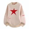 thumbnail image 2 of successthop Knit Sweaters for Men Plus Size Long Sleeve Chunky Crewneck Brushed Tops Distressed Star Casual Clothes 3XL, 2 of 5