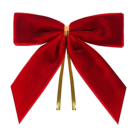 HomeDM 12Pcs Velvet Bows Christmas Ornaments 3.54 X 3.54 Inch Vintage Christmas Wreath Tree Topper Ribbon Bows Gift Wrapping Festive Winter Party Decorations