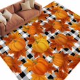 thumbnail image 2 of Rectangle Area Rugs 8 x 10 Ft, Orange Fall Non-Slip Residential Carpet, Pumpkins Thanksgiving Maple Leaf Plaid Indoor Crawling Mats Runner Rugs for Living Room/Dining Room/Bedroom, 2 of 8