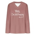 thumbnail image 4 of Ftwytp Womens Plus Size Sweatshirts Fall Winter Long Sleeve V Neck Pullover Blouses Letter Print Fleece Thicken Hoodless Warm Tops Shirt Causal Pullover Long Sleeve Tops Rose Gold, 4 of 4