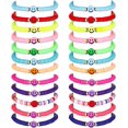 thumbnail image 1 of 24 pulseras coloridas de la amistad con letras y corazones y sonrisas, pulseras de surfista, pulseras elásticas con cuentas para niños, 1 of 3