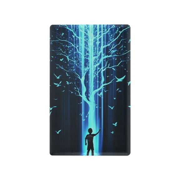 Yayeee Blank Wall Plate Cover 1-Gang 4.5"x2.7" Home Unused Decorative Outlet, Blue Tree