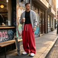 thumbnail image 5 of Evdexr Baggy Sweatpants Mens Wide Leg Drawstring Pants with Pockets Winter Fall Hiking Lounge Trousers Loose Fit Open Bottom Elastic Waist Sweat Pants 3XL, 5 of 9