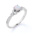 thumbnail image 4 of JeenMata Vintage 1 ct round Welo Opal and Moissanite Floral Engagement Ring in 18K White Gold over Silver, 4 of 7