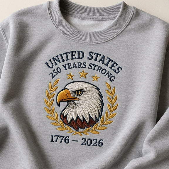 250 Years Strong Embroidered Sweatshirt, US Anniversary Eagle Hoodie, Patriotic Veterans Day Gift, American Pride Shirt