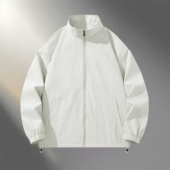 DAFPZW Mens Sun Protection Lightweight Jacket Outdoor Full Zip Stand Collar Coat Windproof Athletic Running Jacket