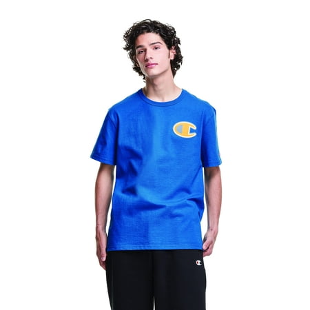 Champion Men's Heritage Tee, Big C Logo, Living In Blue-586649, Small