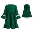 thumbnail image 3 of IDOPIP 2Pcs Muslim Abaya Dress for Baby Girls Arabic Dubai Modest Dress with Full Cover Hijab, 3 of 8