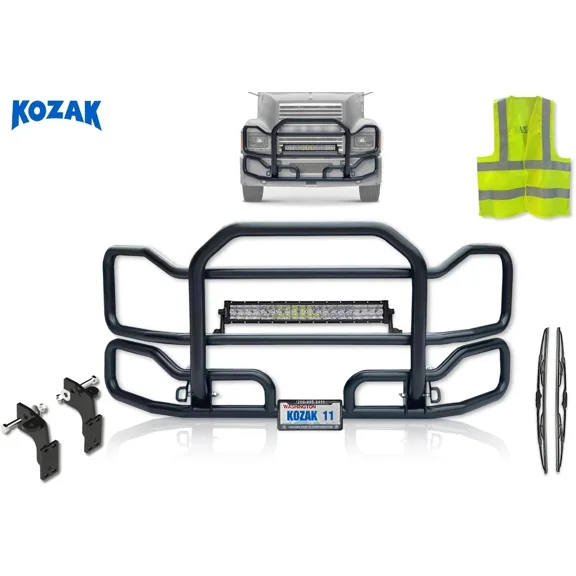 Compatible with Mack CH Set-Back 2004  Front Grille Deer Moose Brush Bumper Guard Large Black