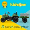 thumbnail image 2 of Kidzone 12V7AH Premium Version w/ EVA Treaded Tires Dual 35W Motors for 3+ Years Boys & Girls, Electric Tractor w/ Trailer Toddler Ride On Toy 3-Gear-Shift, 7-LED Lights Bluetooth, Dark Green, 2 of 6