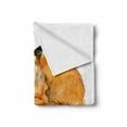 thumbnail image 2 of Animal Soft Flannel Fleece Throw Blanket, Fox Sleeping Funny Creature Kids Nursery in Watercolor Artwork Design, Cozy Plush for Indoor and Outdoor Use, 70" x 90", Apricot and White, by Ambesonne, 2 of 6