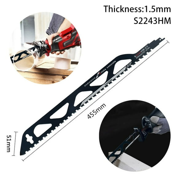 1pc S2243HM 455mm Carbide Reciprocating Saw Blades Cutters Electric Power Tools For Brick Wood Metal Cutting Jigsaw Saber Blades