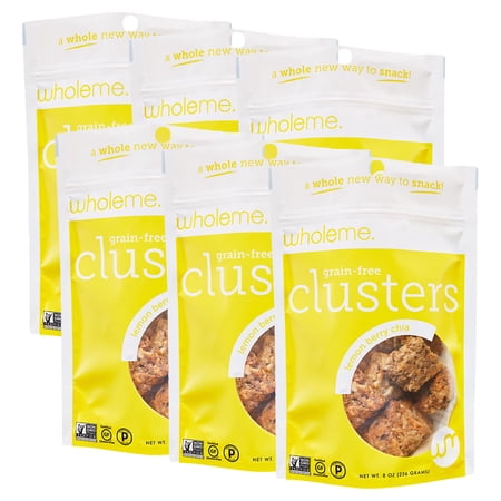 (6 pack) WholeMe, Grain-Free Granola, Gluten Free, Grain-Free Lemon Berry Chia Clusters, 8 oz