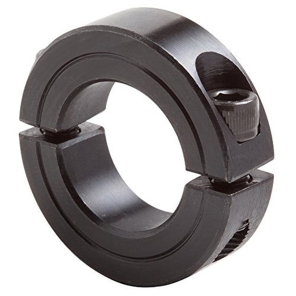 Climax Metals 2C-100X5 Mild Steel Black Oxide Plating Clamping Collar, 1" Bore, 1 3/4" OD, 1/2" Width, 1/4"-28" x 5/8" Clamp Screw (Pack of 5)