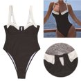 thumbnail image 4 of Swimsuit Women One Piece en V Cutestado Modesto Patchwork Bikini Set (L), 4 of 9