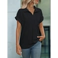 thumbnail image 5 of Blouse Women'S Short Sleeve Summer Tops Elegant Business Tunic Shirt Casual Blouses with Lapel Collar Black S, 5 of 9