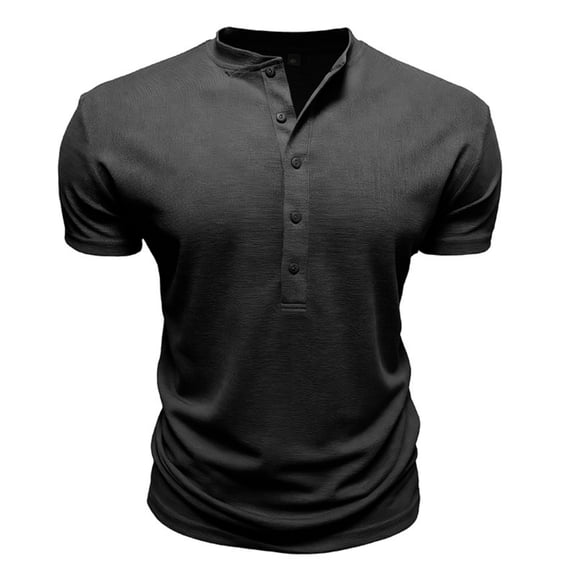 Trgacdwlo Waffle Mens Henley Shirts V Neck Button Men's Short Sleeve Shirts Summer Gym Big and Tall Jersey Shirts for Men Black S