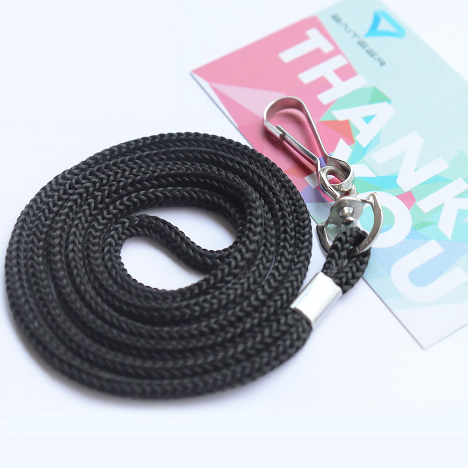 120 Black Lanyards Bulk Round 36" With Swivel J Hook For Id Name Badge Holder  Vip School Conference Festival And Hang Keys