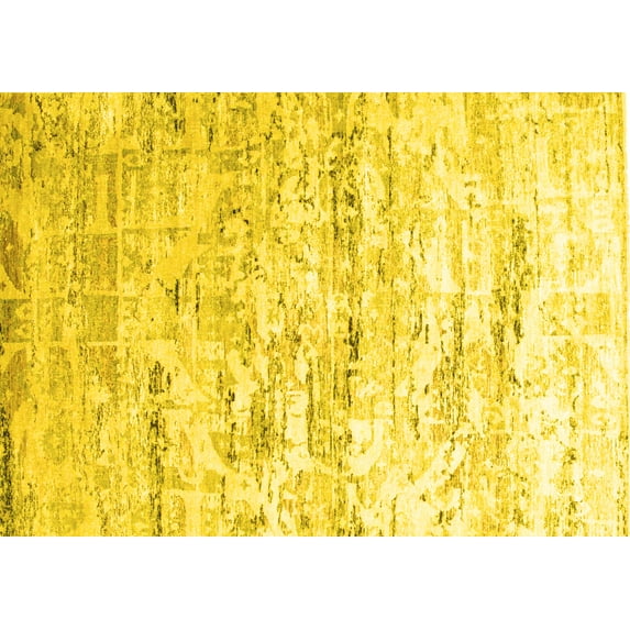 Ahgly Company Indoor Rectangle Abstract Yellow Contemporary Area Rugs, 6' x 9'