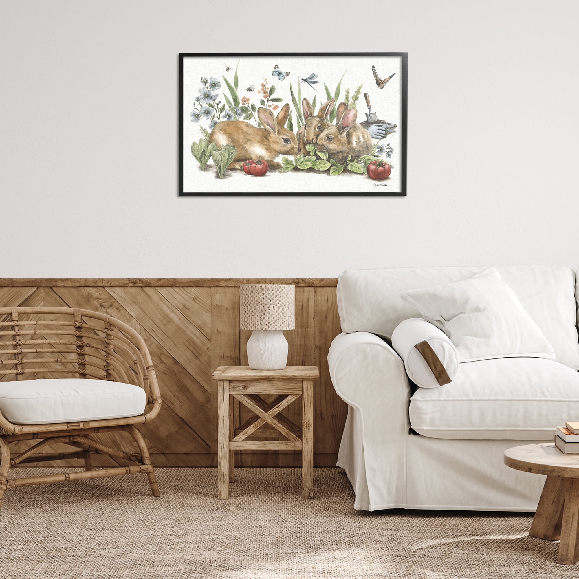 Stupell Industries Garden Patch Scene Botanical & Floral Painting Black Framed Art Print Wall Art, 30 x 20