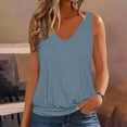 thumbnail image 2 of Kovlvoll Womens Tank Tops Summer Clothes Casual V Neck Sleeveless Solid Color Loose Fitting Outfit Basic Camis Shirts, 2 of 5