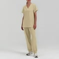 thumbnail image 5 of Scrub Suit Set for Women, Modern V-Neck Scrub Top & Jogger Scrub Pants with Multi Pockets Professionals Soft Stretch Medical Nursing Uniforms Set (Khaki), 5 of 5