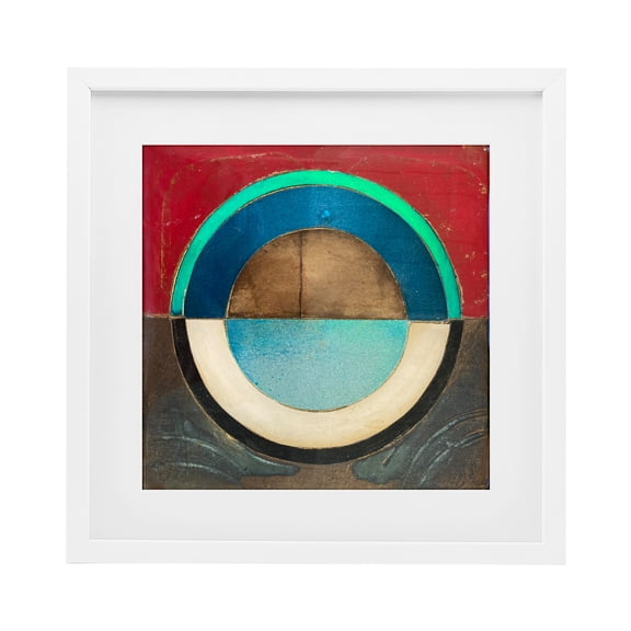 Stupell Industries Mid-Century Round Distressed Circle White Framed Print Under Glass, 13 x 13, by Matthew Finger