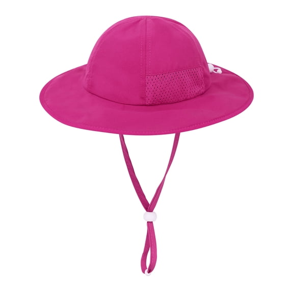 Baby Sun Hat UPF 50+ Wide Brim Adjustable Sun Protection Hat for Kids Toddler Girls,12-24 Months/Pink