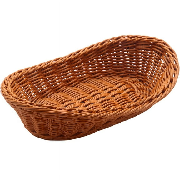 Oval Wicker Woven Basket Bread Serving Basket, 11 Inch Storage for Food Fruit Cosmetic Table Top and Bathroom