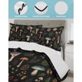 thumbnail image 3 of Quilts Queen Size Bedding Set, Mushroom Leaves Reversible Summer Quilt 3 Pieces, Black Country Botanical Berry Flowers Lightweight Bedspreads Coverlets with 2 Pillow Shams for All Seasons, 3 of 5