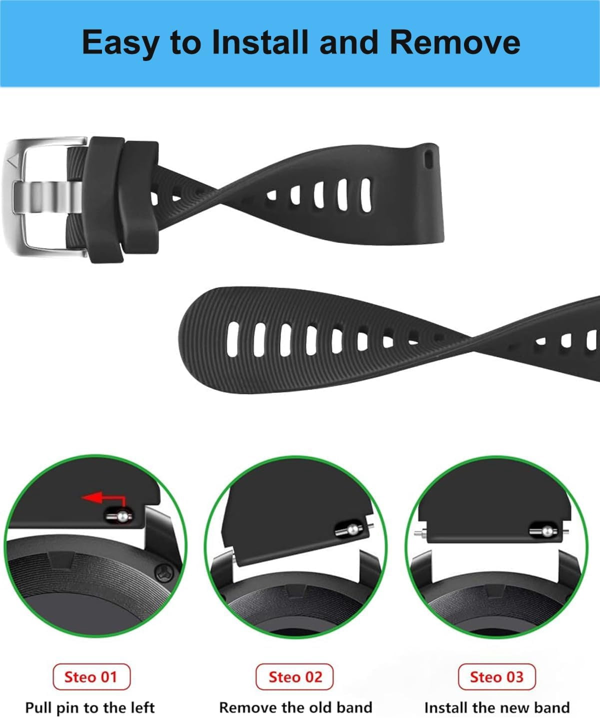 CRKMGS-Compatible with Garmin Forerunner 245 Watch Band, 20mm Sport Strap for Vivoactive 6 / Vivoactive 5, Venu/Venu SQ Smartwatch Replacement Watch Bands + Dust Plug
