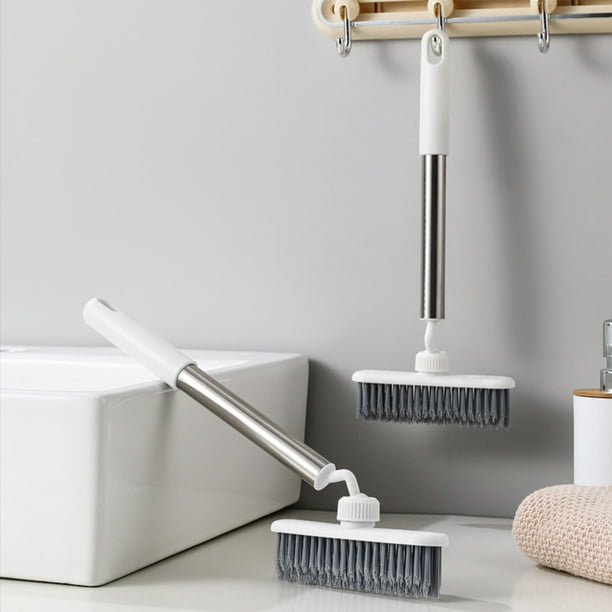 Cepillo giratorio para limpiar grietas | Cepillo multiángulo para baño y cocina | Cabezal flexible para rincones y recovecos | Cerdas de sisal con orificio para colgar