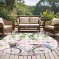 thumbnail image 4 of Round Rugs 5Ft, Spring Round Area Rug Washable Indoor Throw Carpet, Bicycles Leaves Butterfly Flowers Pink Buffalo Plaid Soft Non Slip Circle Rug for Cabinet Bathroom Home Decor Aesthetic, 4 of 8