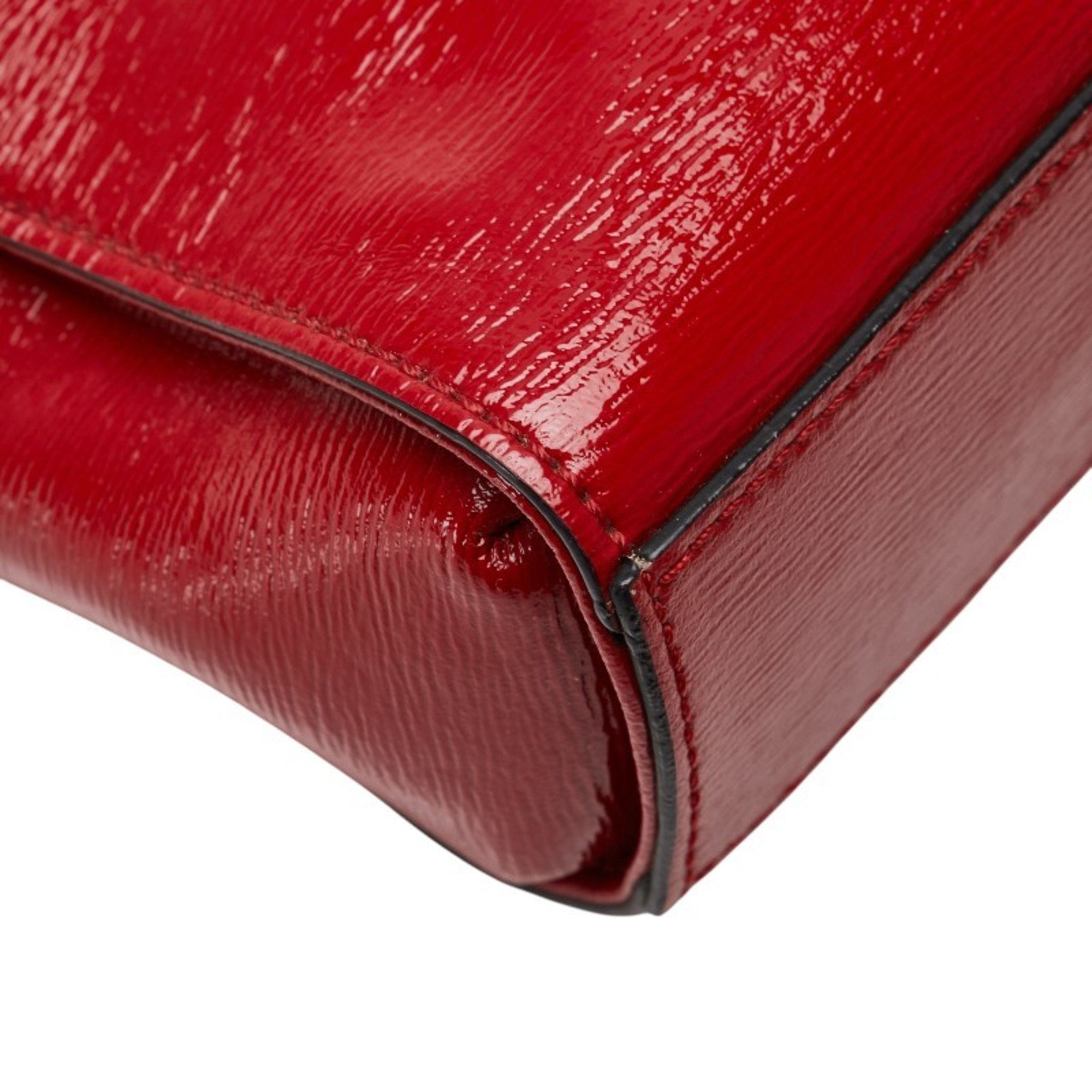 Pre-Owned Kate Spade Ribbon Crossbody Chain Shoulder Bag in Red Enamel, Women's