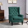 thumbnail image 3 of Mid-Century Modern Accent Chair, High Wingback Reading Chair with Button-Tufted Fabric Upholstery and Wood Legs, Living Room or Bedroom, 3 of 5