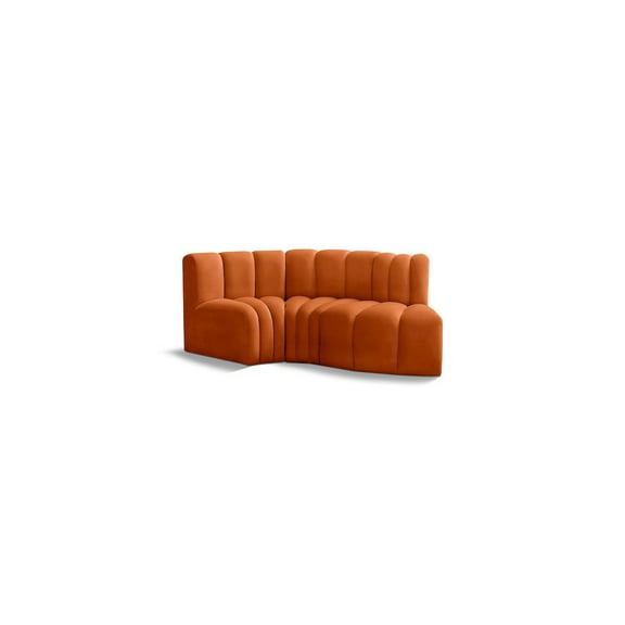 Meridian Furniture Arc Cognac Velvet Modular Sectional