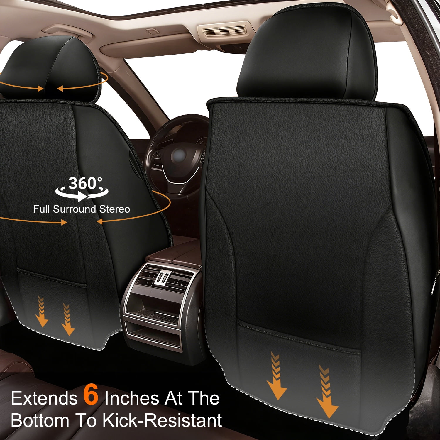 Car Seat Cover Custom Fit for Honda Crosstour 2012-2015 Waterproof Faux Leather Car Seat Protector,Comfortable Universal Car Seat Covers Accessories Black,Front Set(2 Seats)