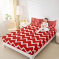 thumbnail image 4 of Feelyou Abstract Child Queen Sheet Sets, Simple Stripe Waves Red Bed Set, 4pcs, 4 of 7