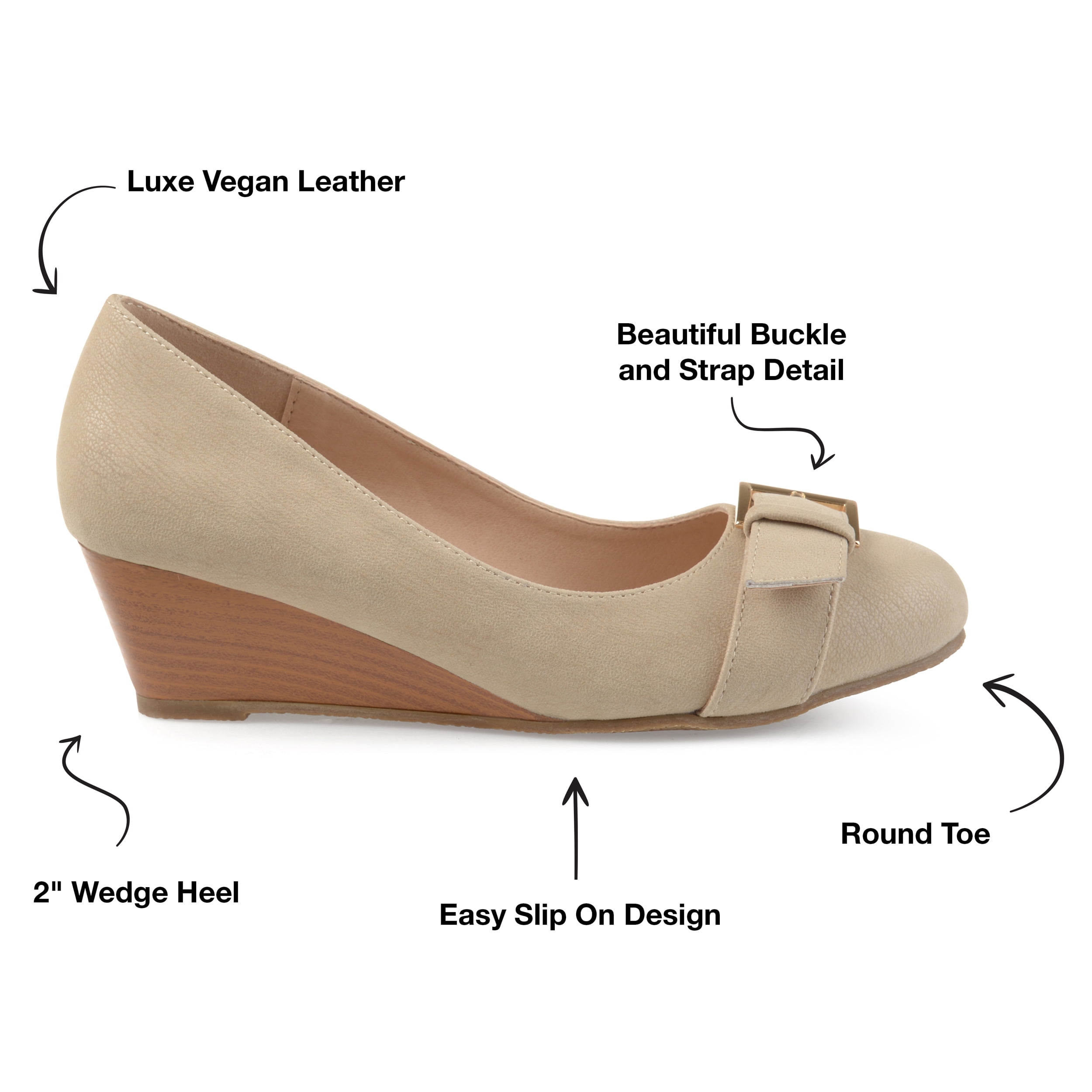Journee Womens Graysn Comfort Insole Slip On Round Toe Wedge, Widths Available