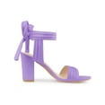thumbnail image 3 of BLISSFUL STEP St. Patrick's Day Women's Sandals Ankle Tie Back Open Toe Block Heels Purple 9, 3 of 7