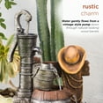 thumbnail image 6 of Alpine Corporation 26" Tall Outdoor Vintage Pump and Barrel with Cowboy Hat Fountain Yard Art Decor, 6 of 15