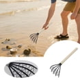 thumbnail image 1 of Wooden Handle Beach Clam Rake Multipurpose Seafood Digging Tool With Mesh Net For Outdoor Use, 1 of 3