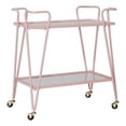 thumbnail image 1 of Linon Mia Metal and Mirrored Mid Century 2 Level Rolling Bar Cart in Pink, 1 of 14