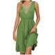 thumbnail image 5 of Puntoco Vestido De Manga Corta Con Cuello En V, Vestido Sin Mangas Con Cuello En V Para Mujer, Color Sólido, Sin Bolsillo, Vestido De Temperamento, Vestido Sin Mangas Con Cuello En V, Verde Menta Xxl, 5 of 5